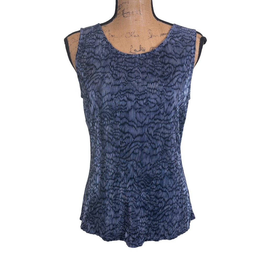 Banana Republic Navy Blue Textured Abstract Print Tank Top Corpcore Small Petite